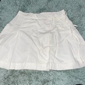 Free People Wrap Side Tie Fray Hem Pleated Mini Skirt